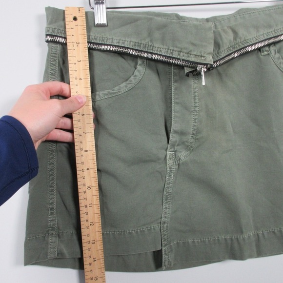 Urban Outfitter Denim Mini Skirt L Green Folded Waistband Cotton Preppy Y2K 318 - Picture 9 of 10